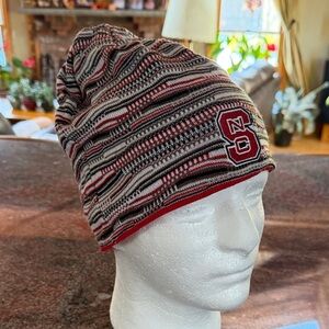 NC State team color Striped Knit Beanie
